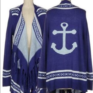 SOLD Royal Blue Anchor Sweater Cardigan